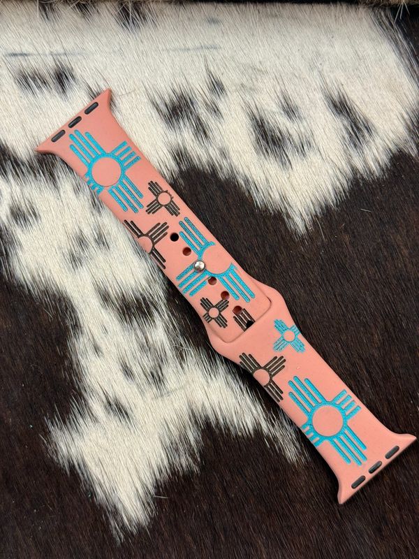 Turquoise Black Zia Engraved Coral Silicone iwatchband 38-41