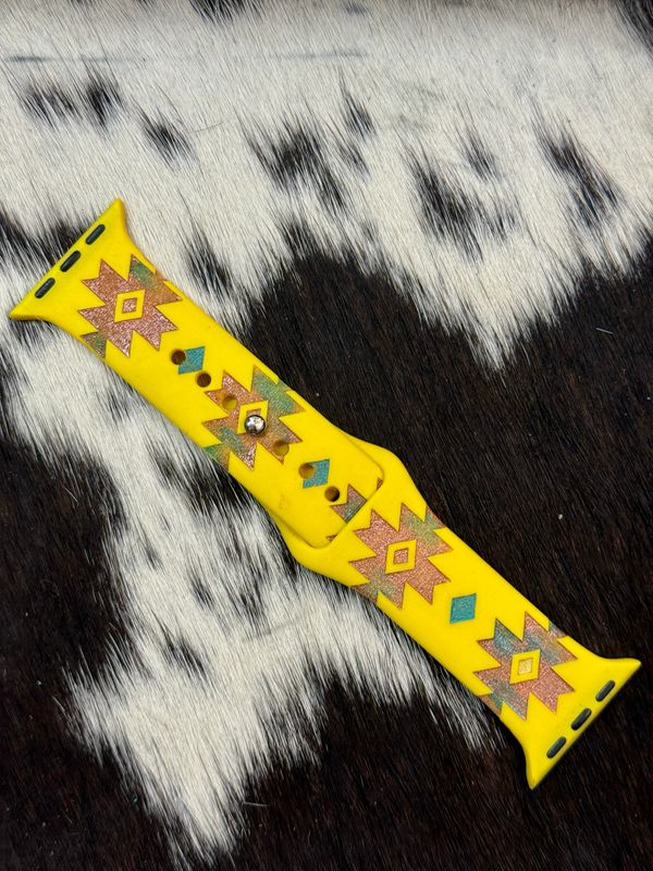Aztec Engraved Yellow Silicone iwatchband 38-41
