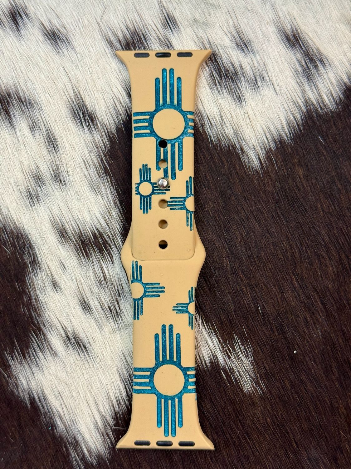 Turquoise Zia Engraved Tan Silicone iwatchband 38-41