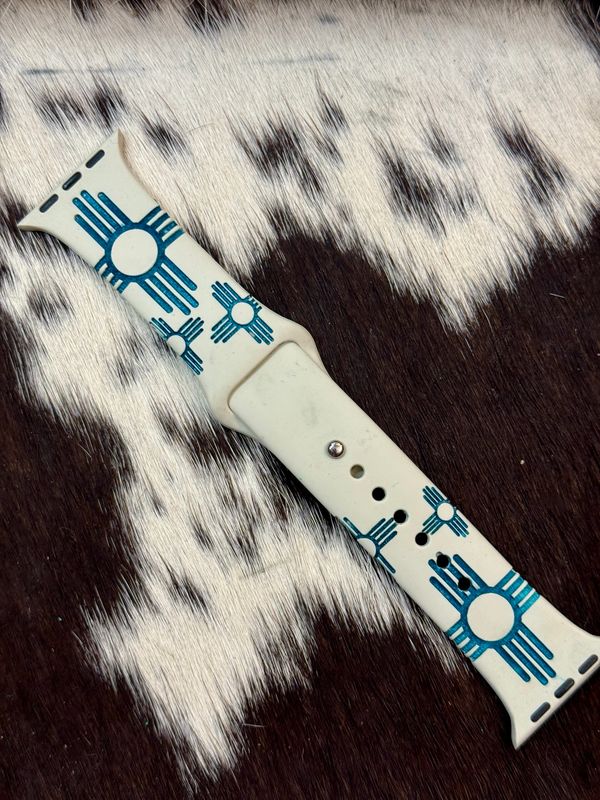 Turquoise Zia Engraved Bone Silicone iwatchband 38-41