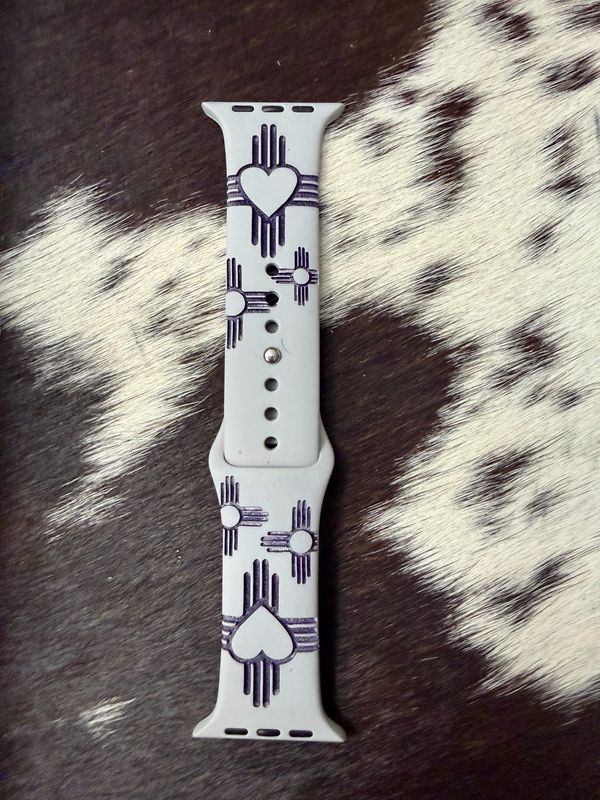 Purple Zia Heart Engraved Gray Silicone iwatchband 42-45