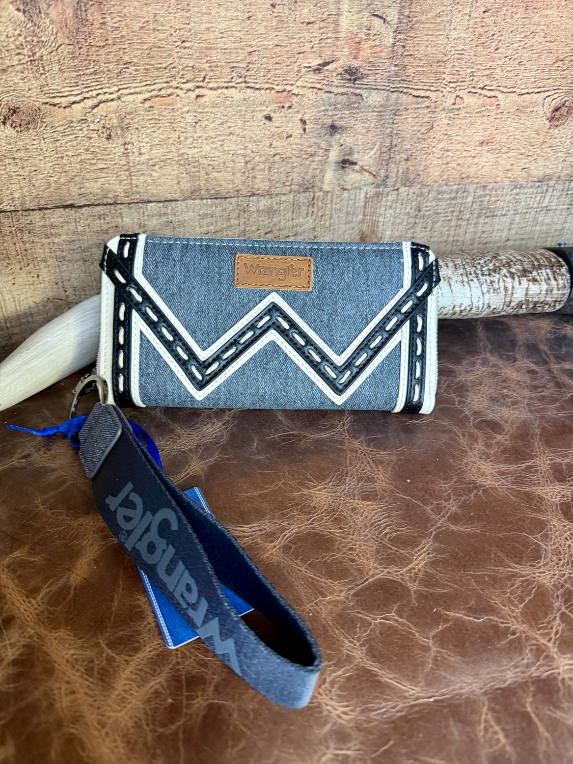 Dark Jean Chevron Wrangler RFID Wallet