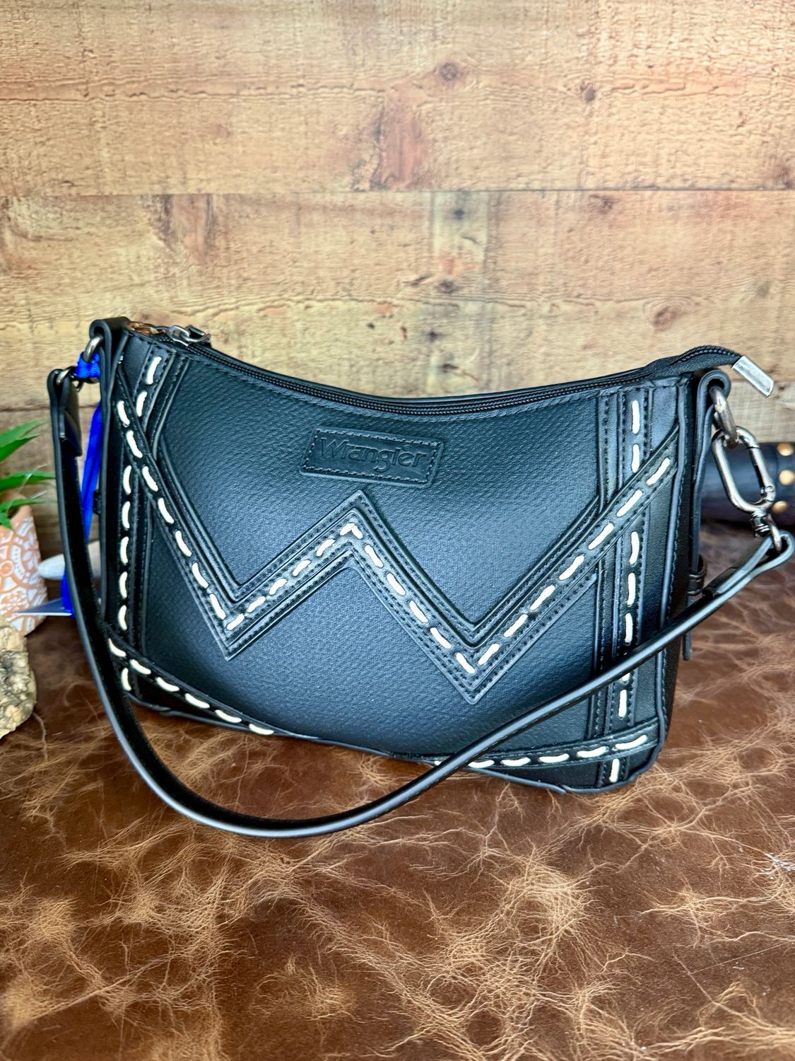 Black Wrangler Chevron Satchel Bag
