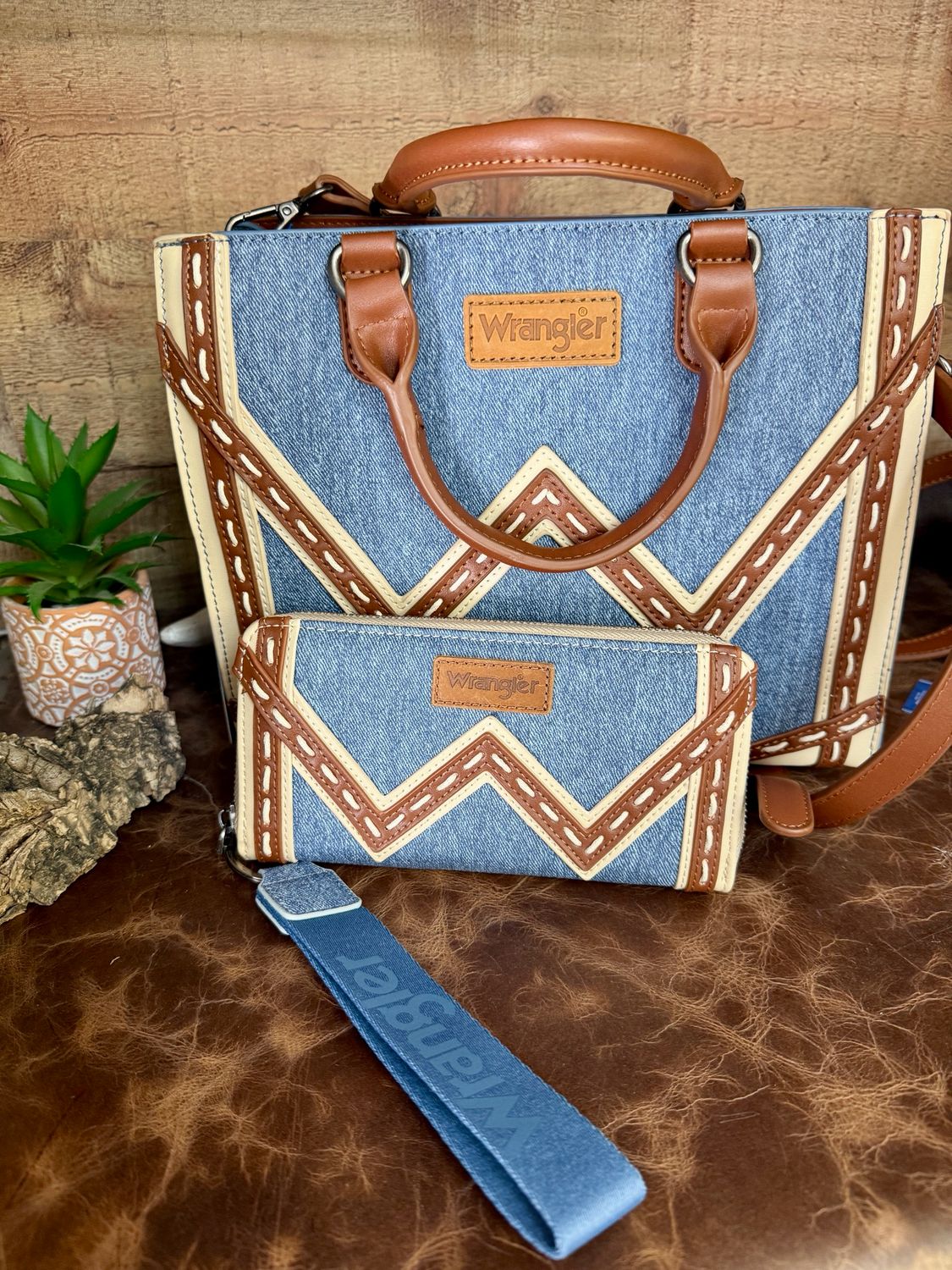 Jean Wrangler Chevron Crossbody Bag