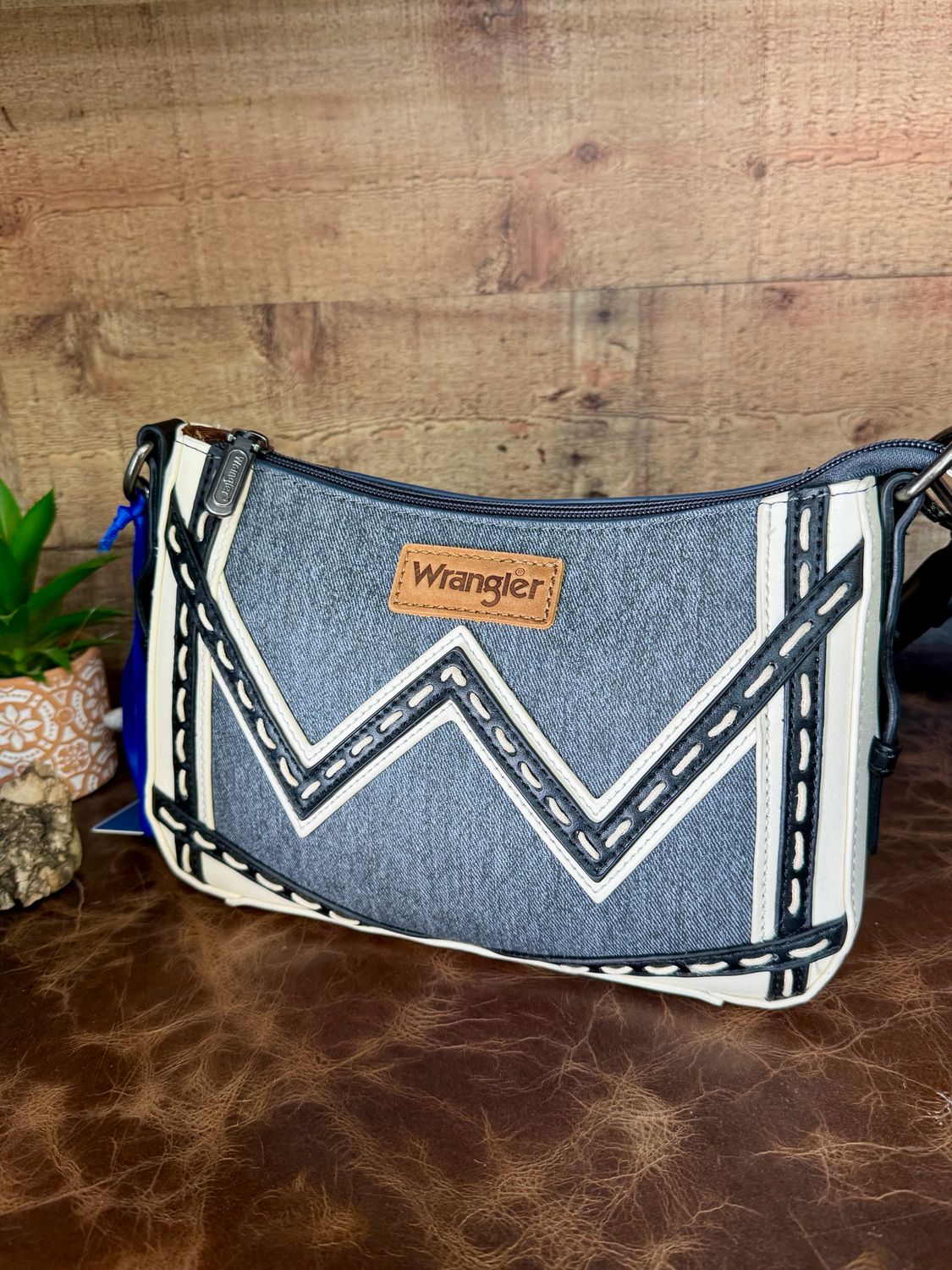 Dark Jean Chevron Wrangler Satchel Bag