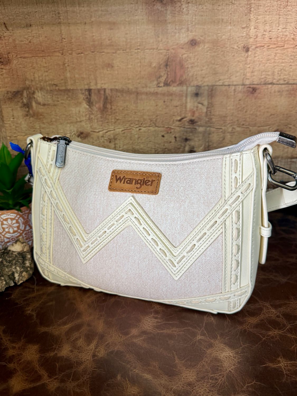Cream Chevron Wrangler Satchel Bag