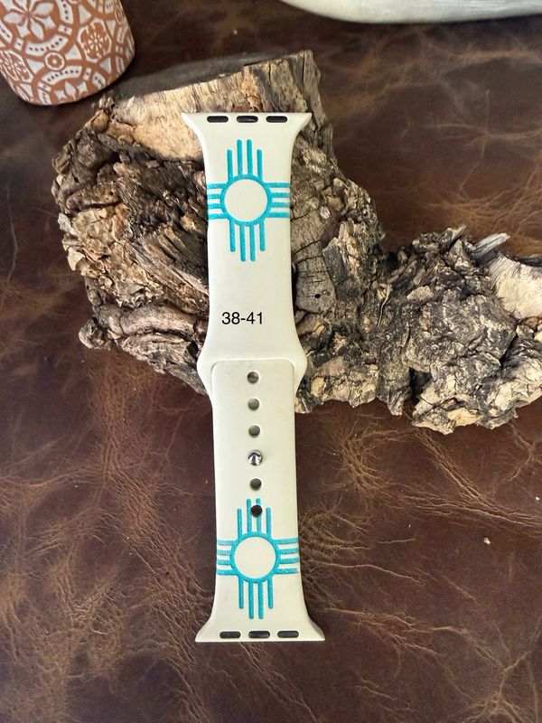 38-41 Bone Band Turquoise Zia Silicone iwatch Band