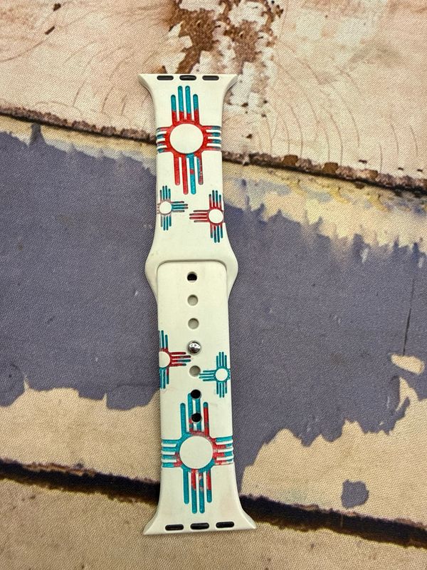38-41 Bone Band Red TQ Zia Engraved Silicone iwatch Band