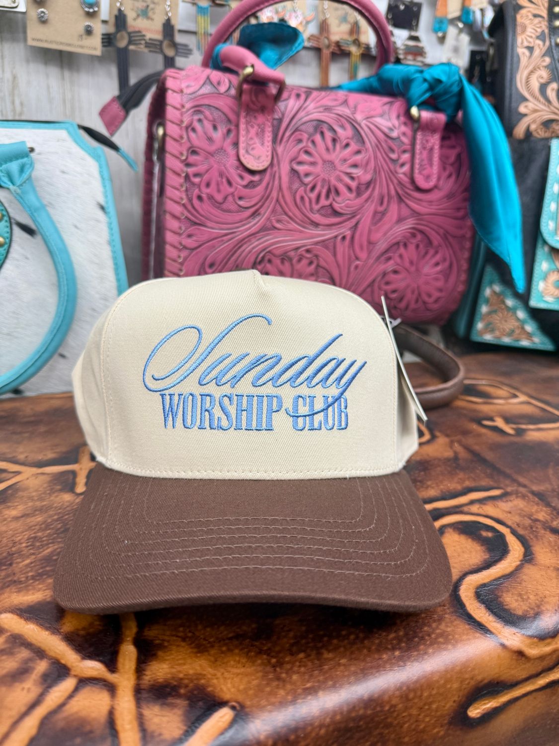 Sunday Worship Club Embroidered Trucker Hat