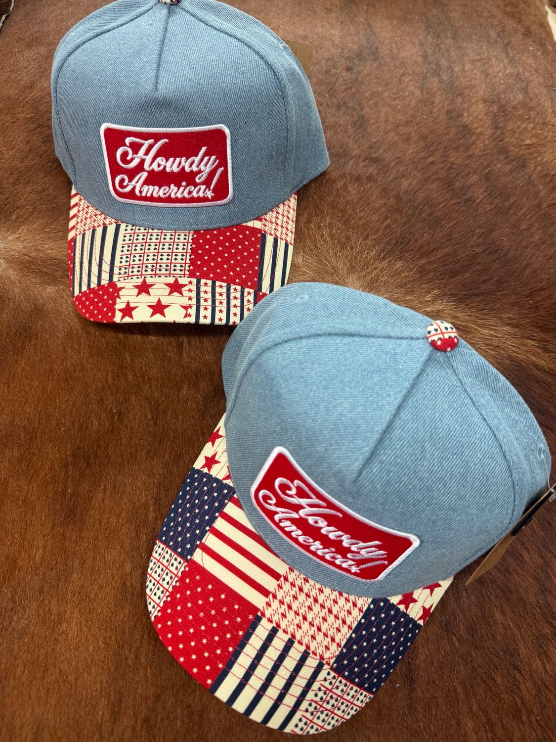 Howdy America Denim Patch Embroidered Trucker Hat