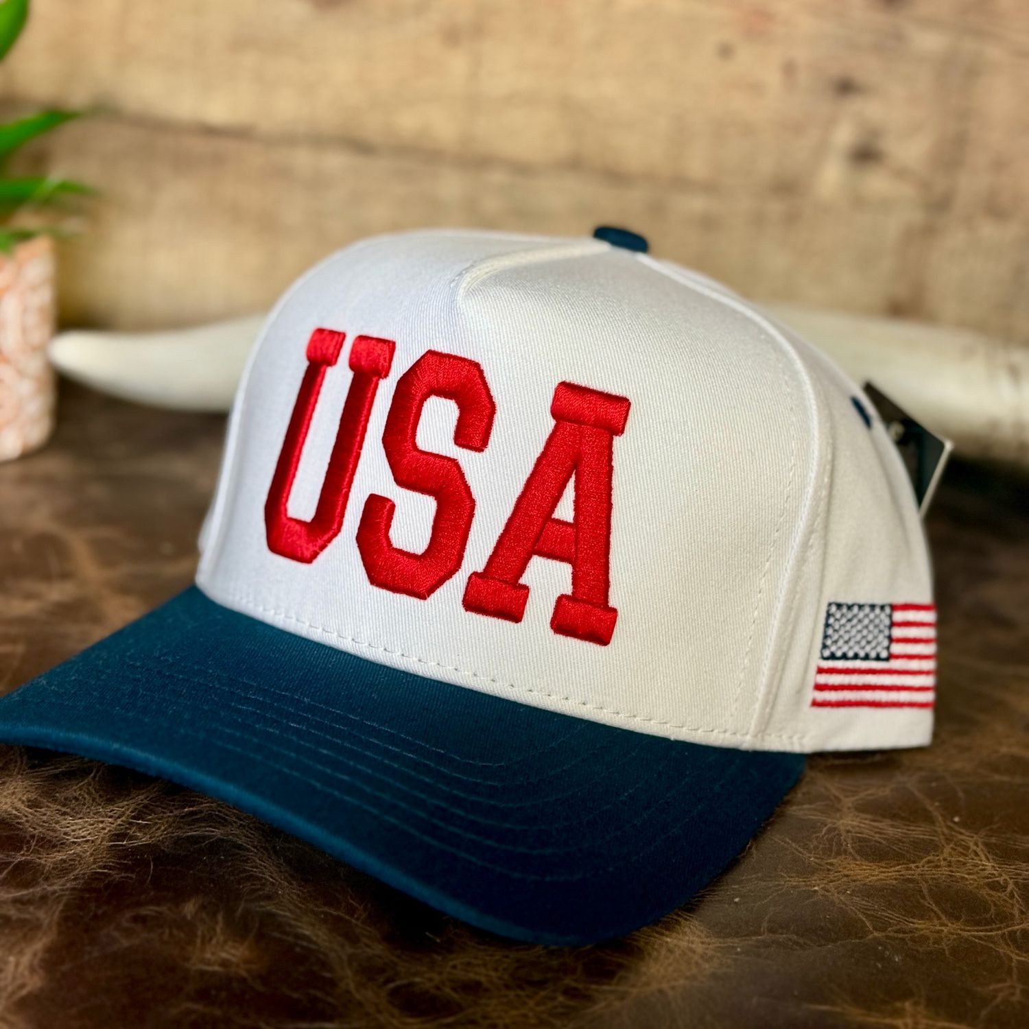 USA Blue Brim Embroidered Trucker Hat