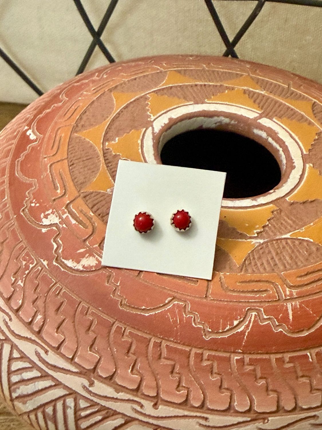 Desert Ruby Red Coral Earrings