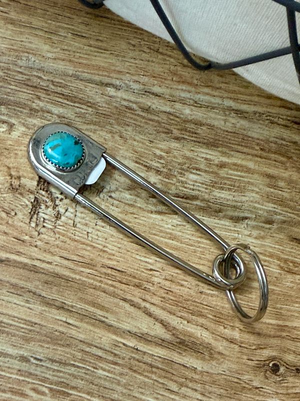 Turquoise Trail Safety Pin Keychain