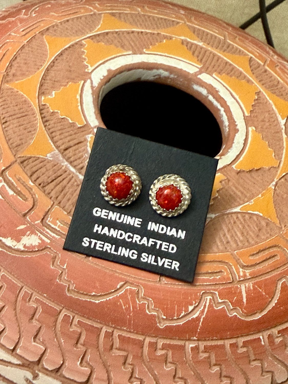 Crimson Opal Post Earrings