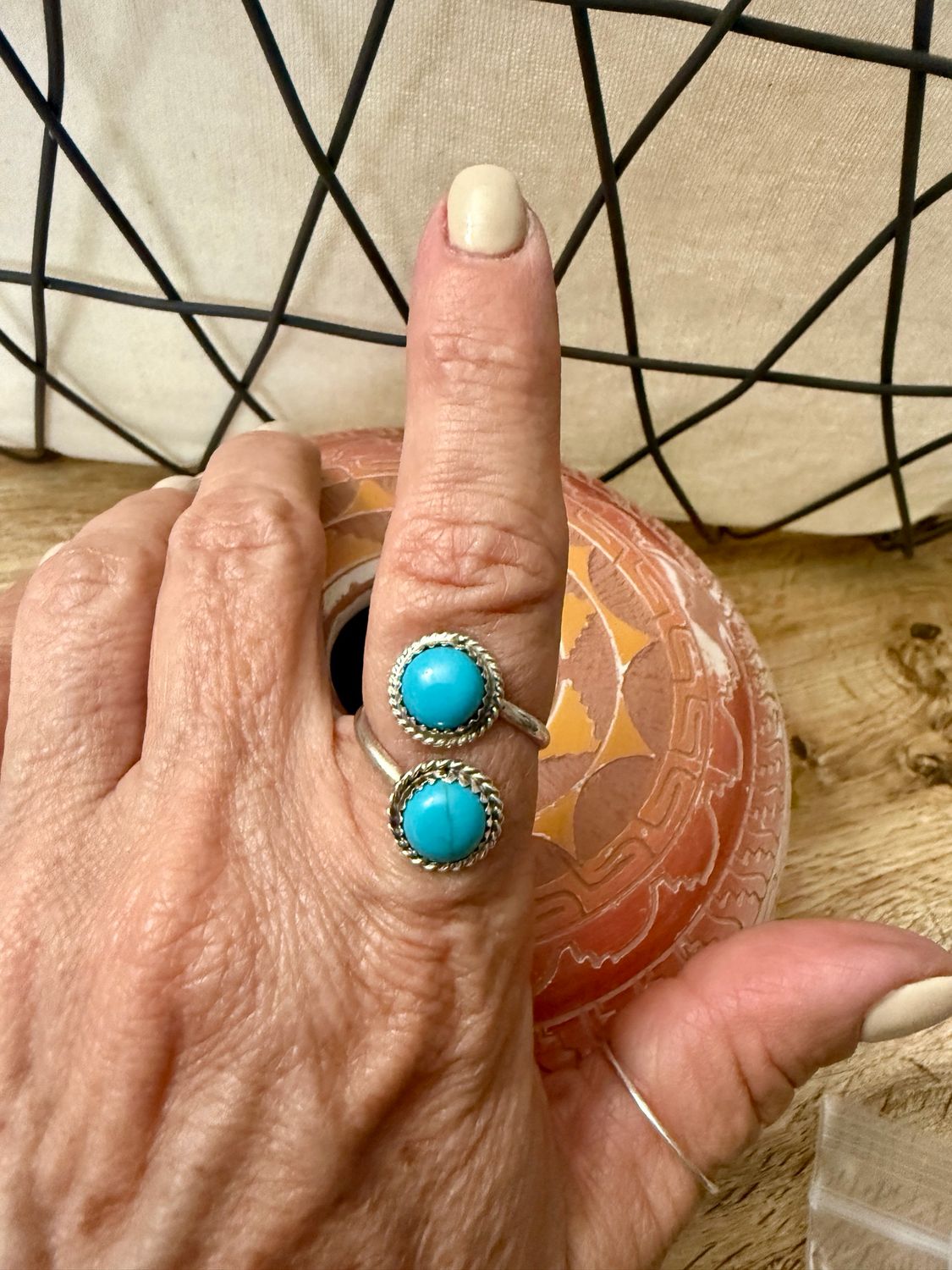 Twin Sky Turquoise Adjustable Ring