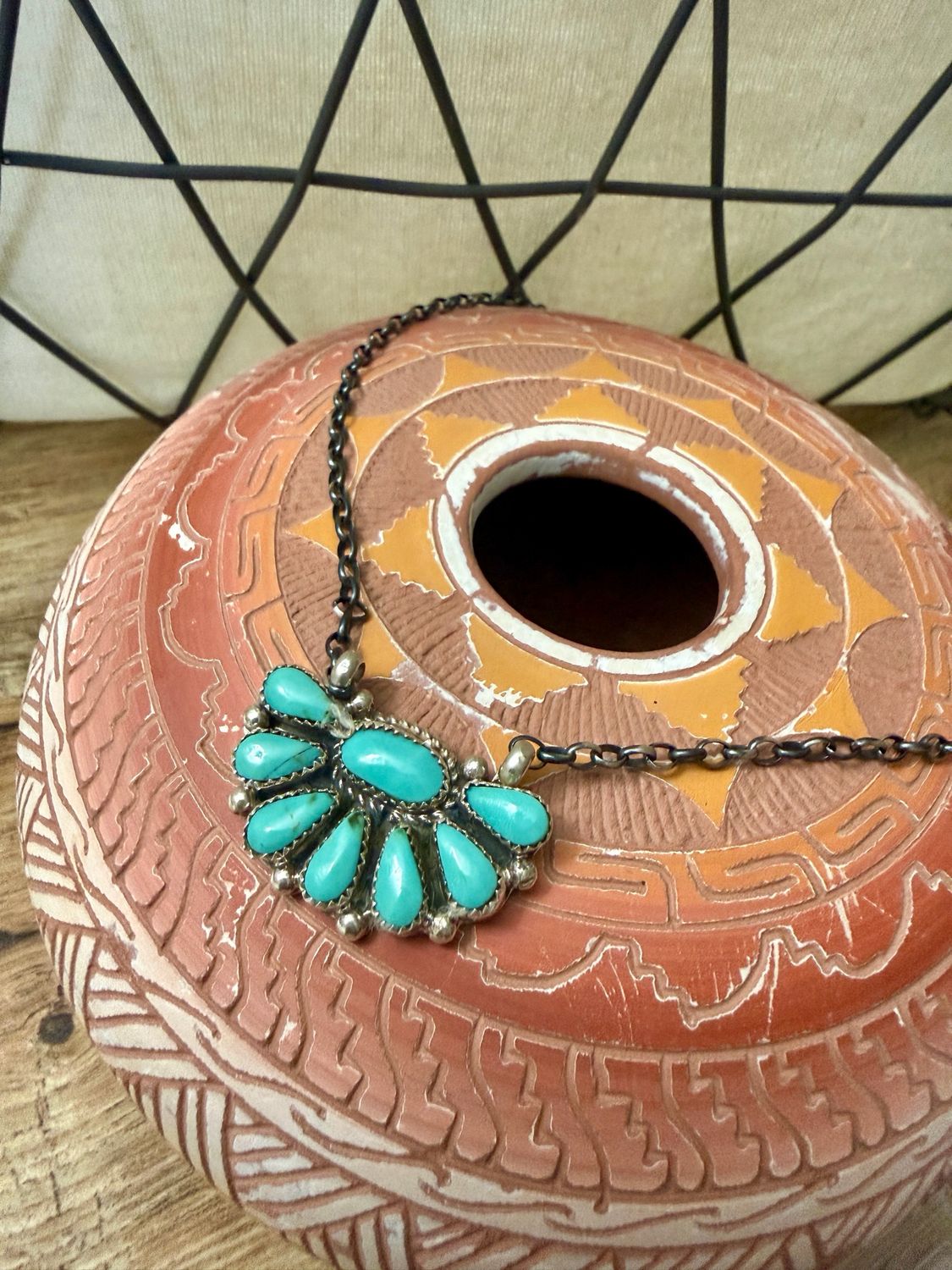 Desert Bloom Turquoise Cluster Pendant