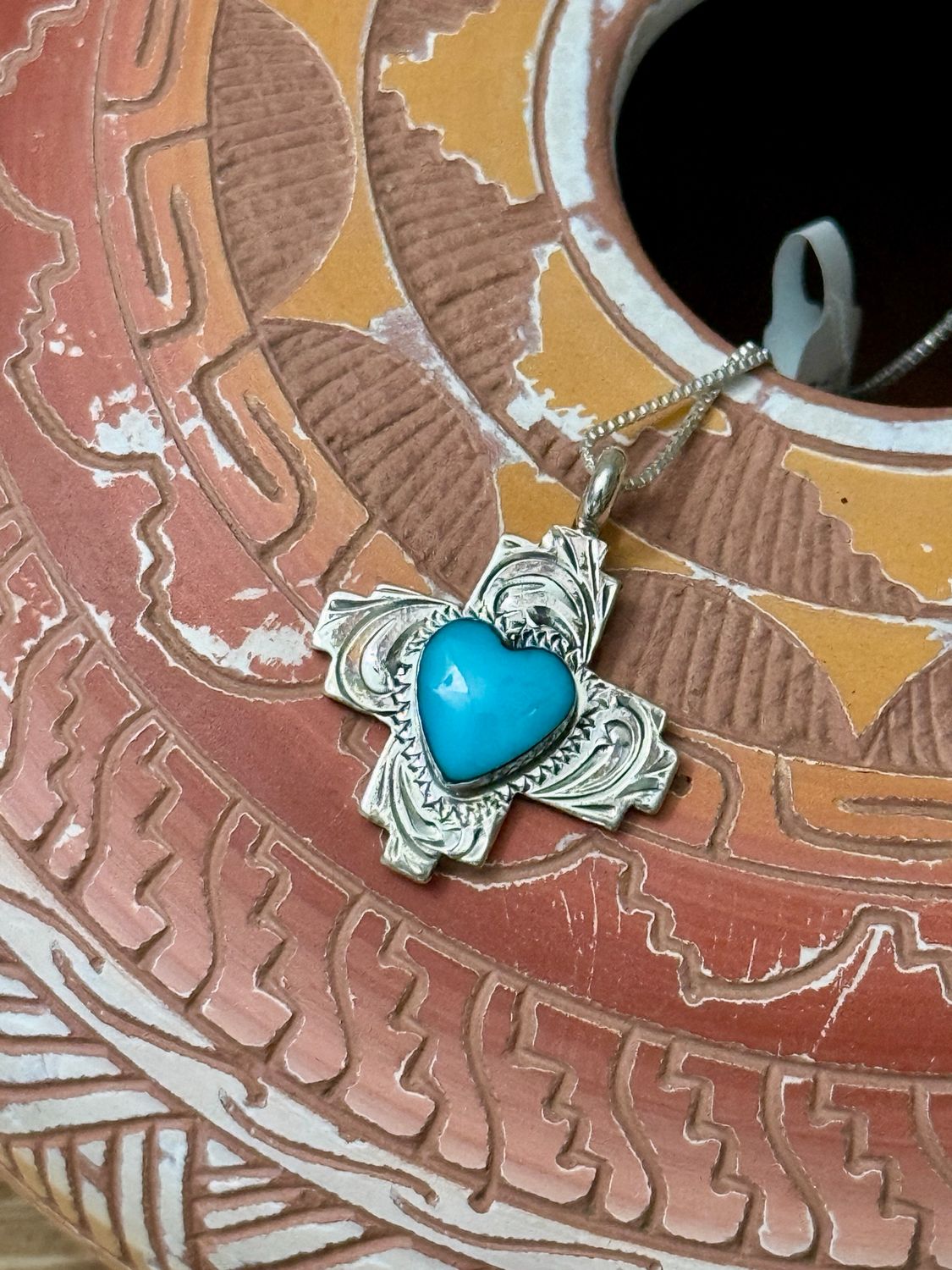 Desert Heart Turquoise Cross Pendant