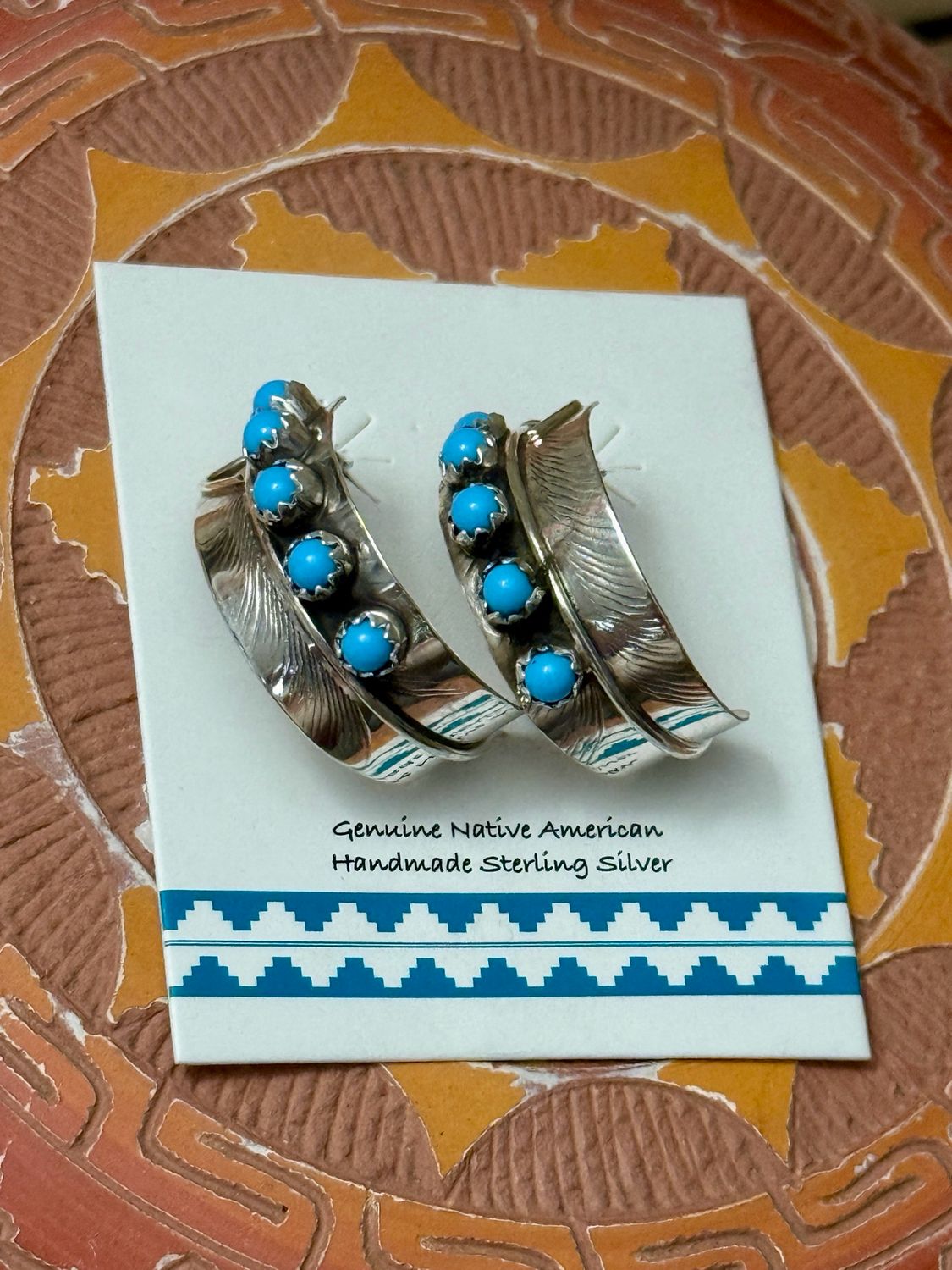 Turquoise Southwest Feather Earrings