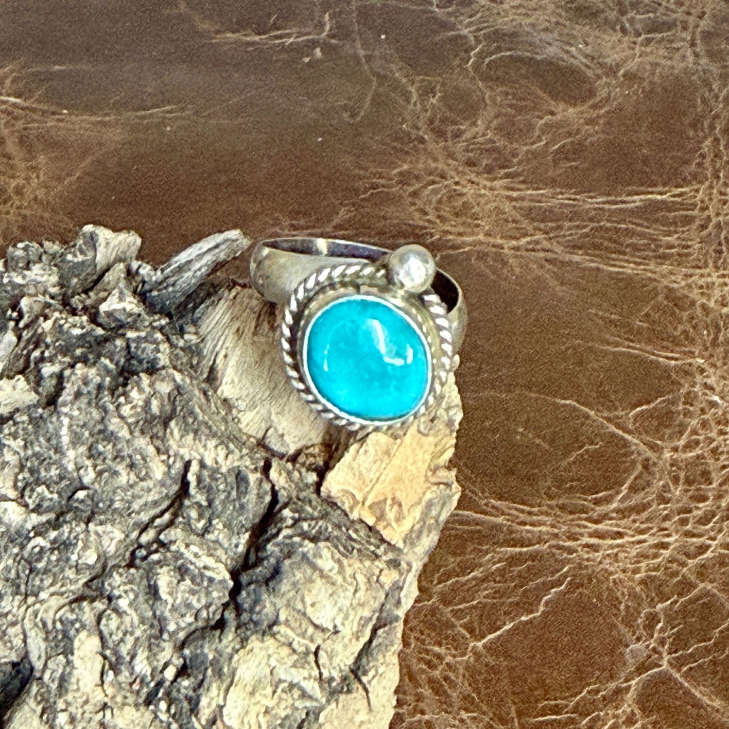 Turquoise Rope Adjustable Ring
