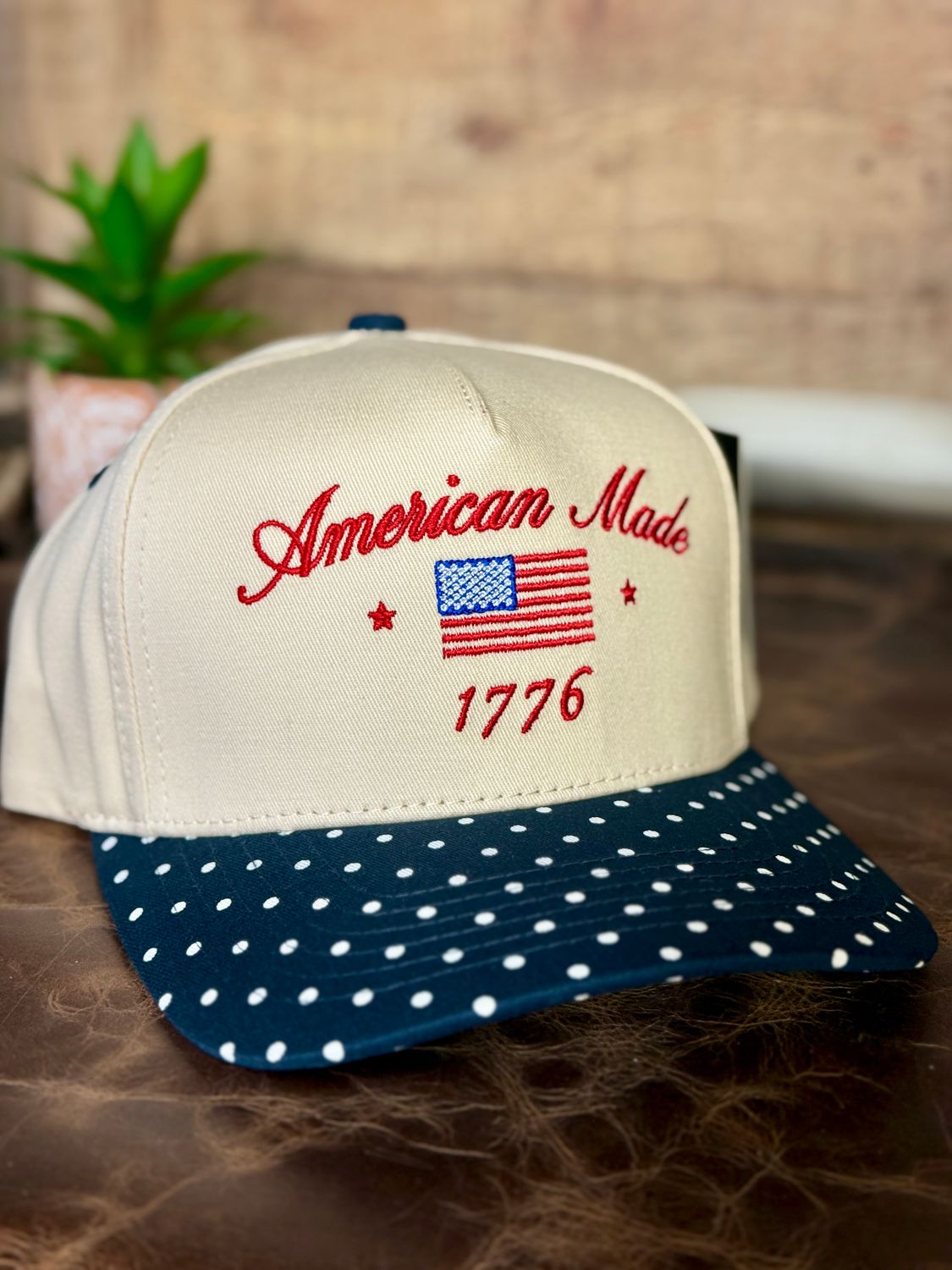 American Made 1776 Embroidered Polka Dot Bill Trucker Hat