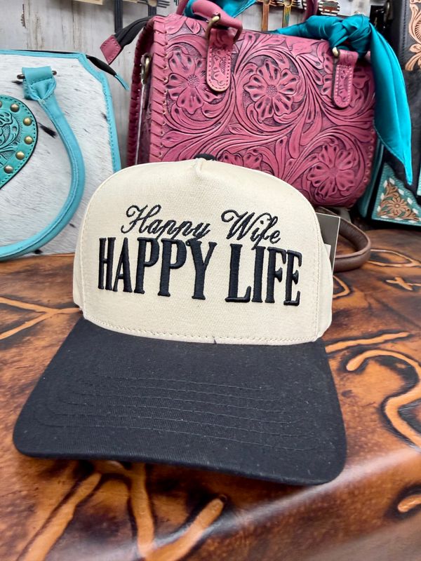Happy Wife Happy Life Embroidered Trucker Hat