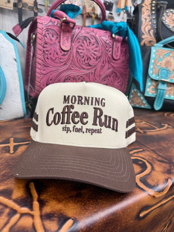 Morning Coffee Run Embroidered Trucker Hat