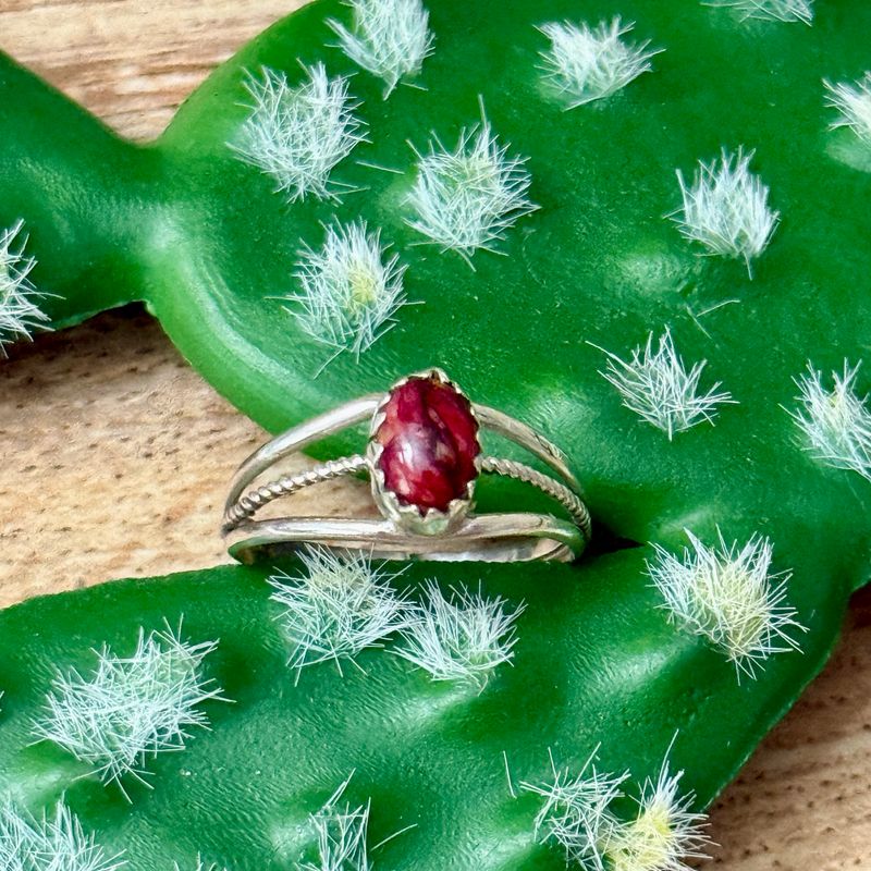 Coral Rope Sterling Silver Ring