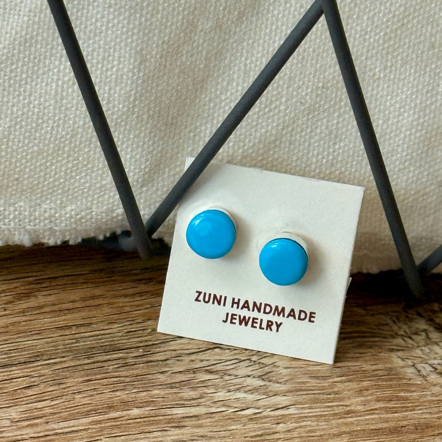 Round Turquoise Post Earrings