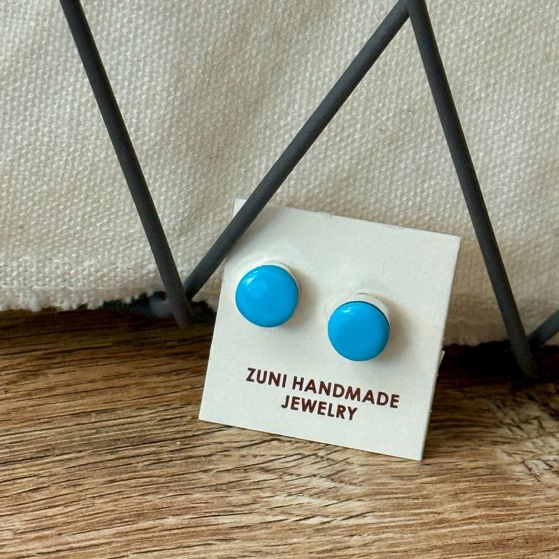 Round Turquoise Post Earrings