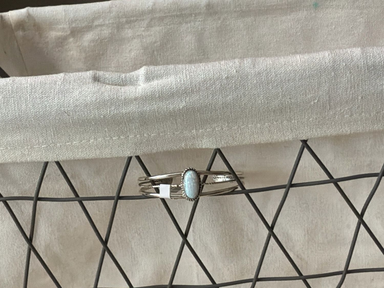 White Fire Opal Cuff Bracelet
