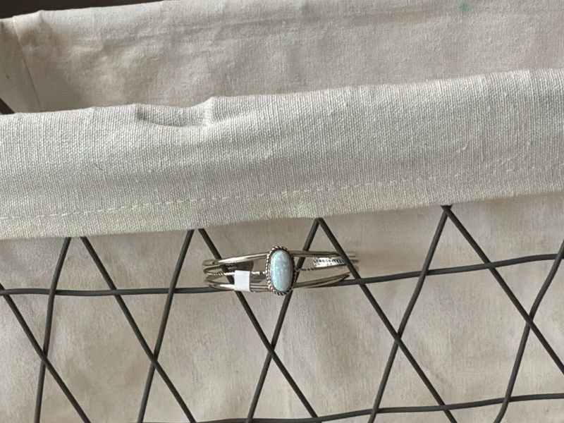 White Fire Opal Cuff Bracelet