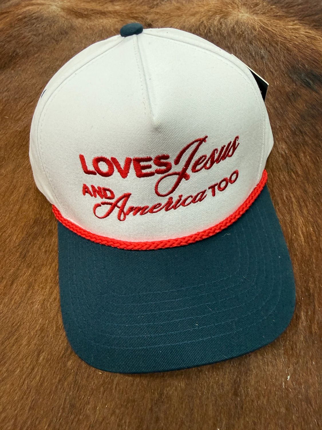 Loves Jesus And America Too Embroidered Trucker Hat