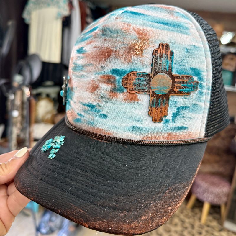 Turquoise Patina Zia Patch Trucker Hat