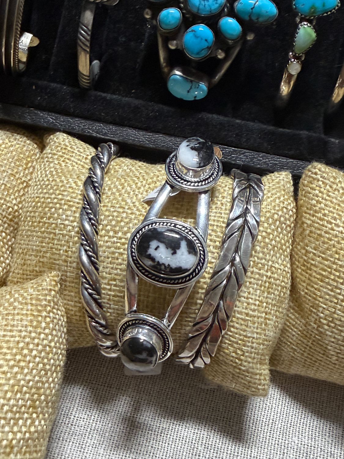 White Buffalo Three Stone Cuff Bracelet