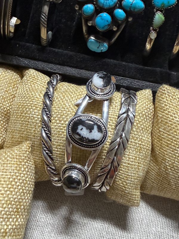 White Buffalo Three Stone Cuff Bracelet