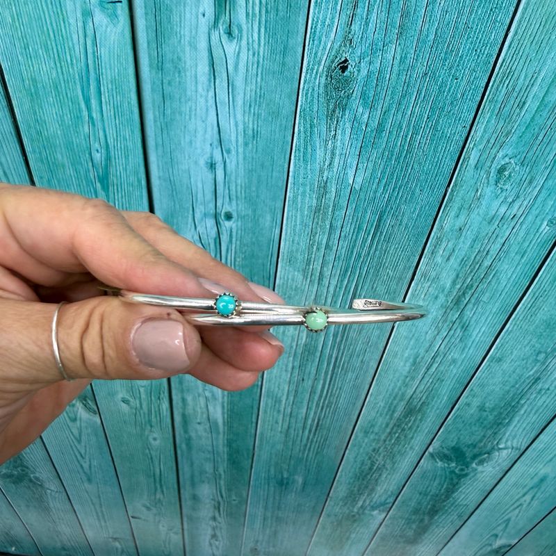 Dainty Silver Cuff With Blue Turquoise