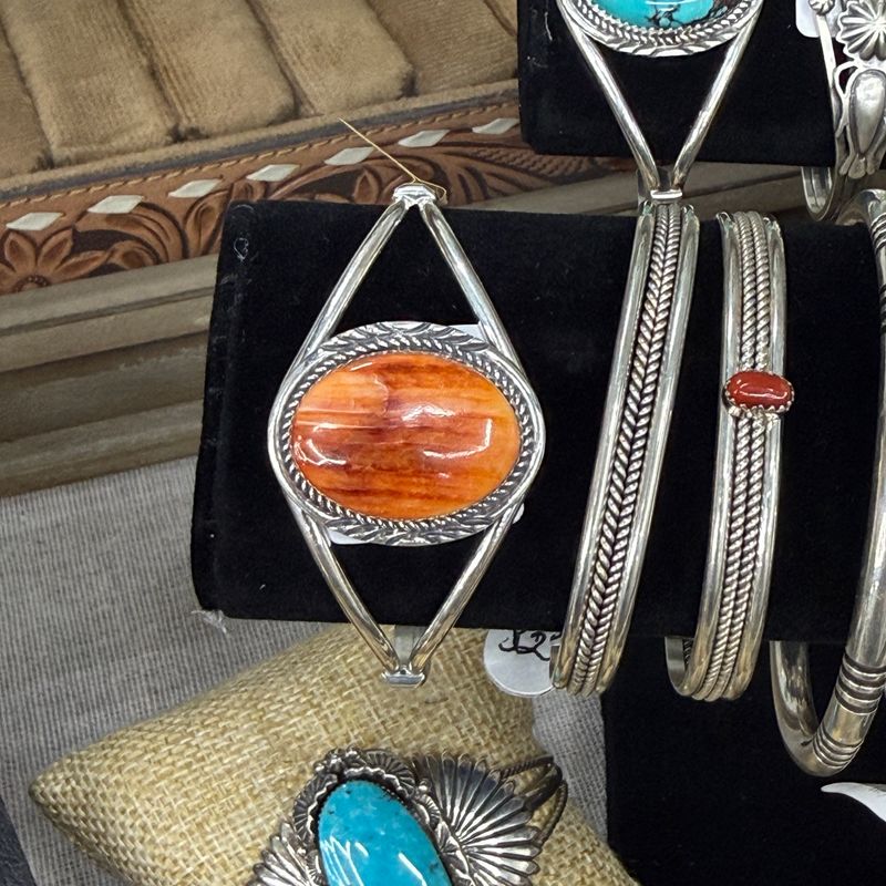 Spiny Oyster Stone Cuff Bracelet