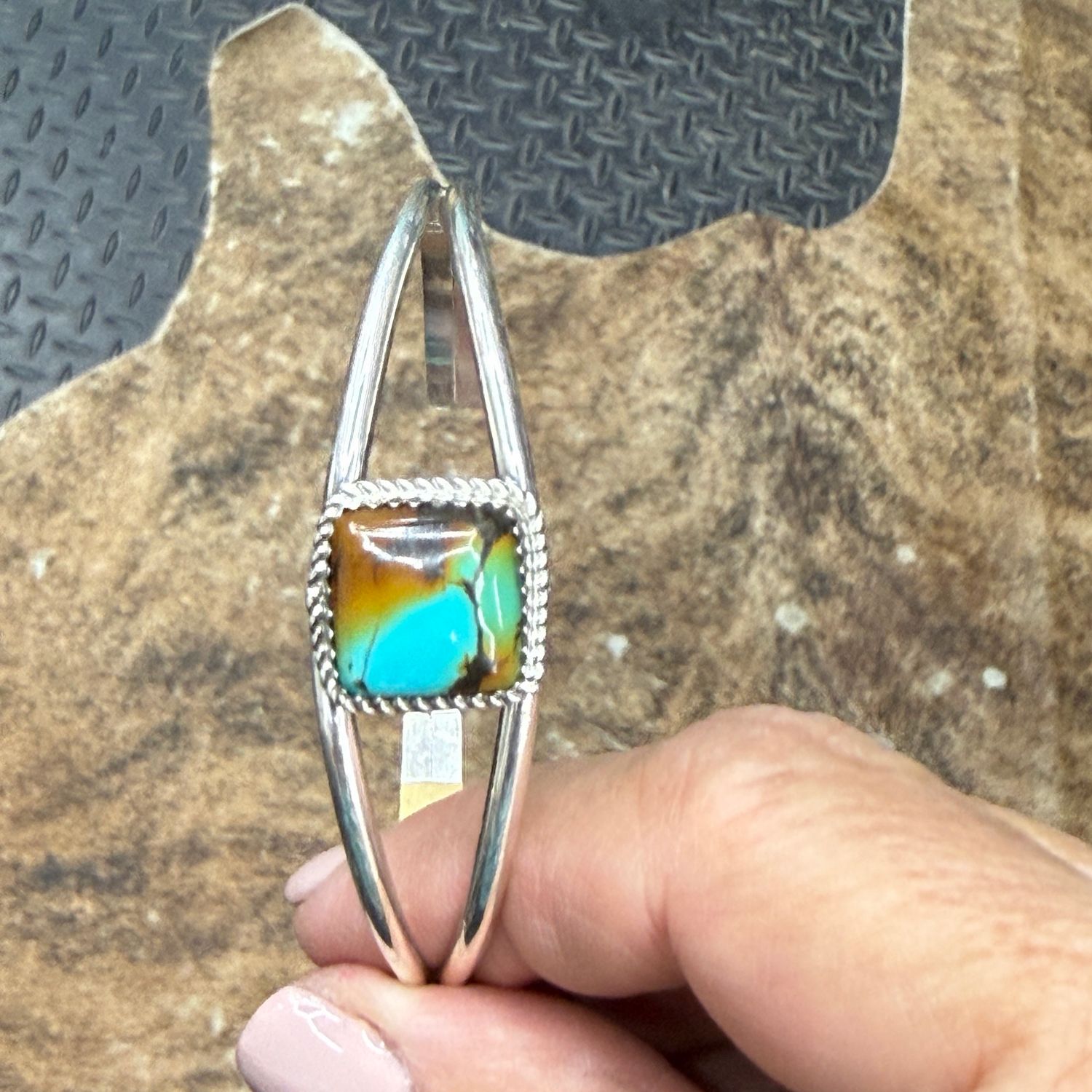 Square Turquoise Matrix Cuff Bracelet