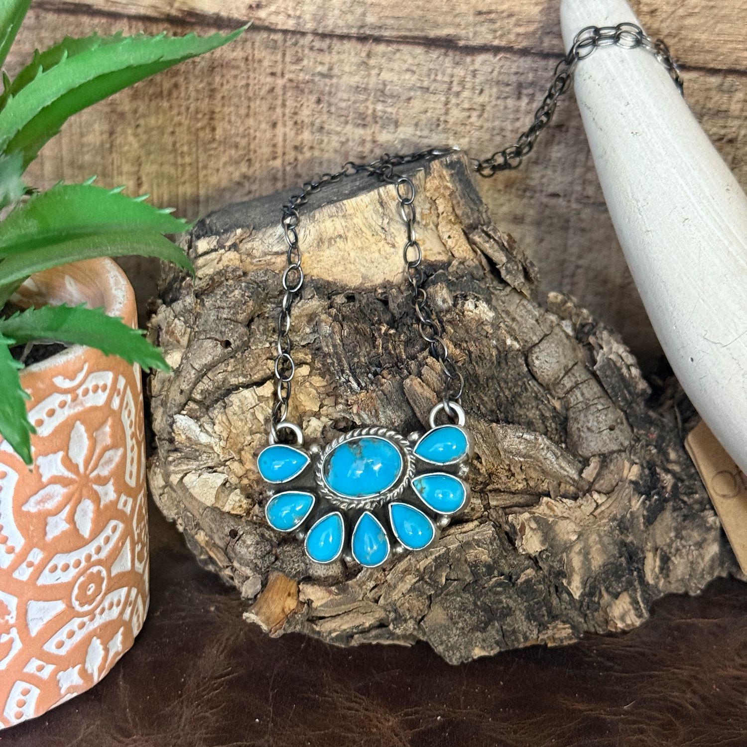Turquoise Half Cluster Necklace