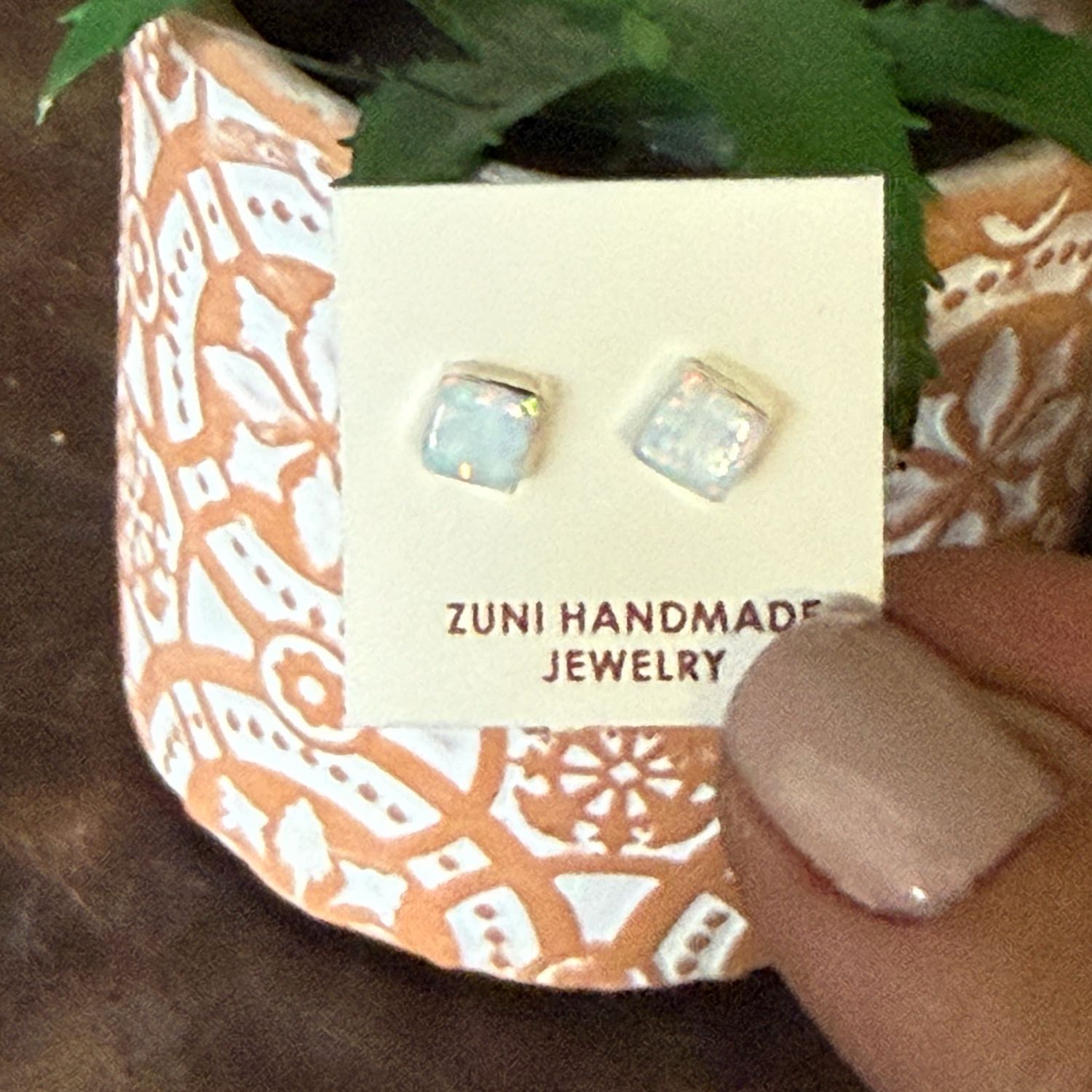Square Opal Post Earrings