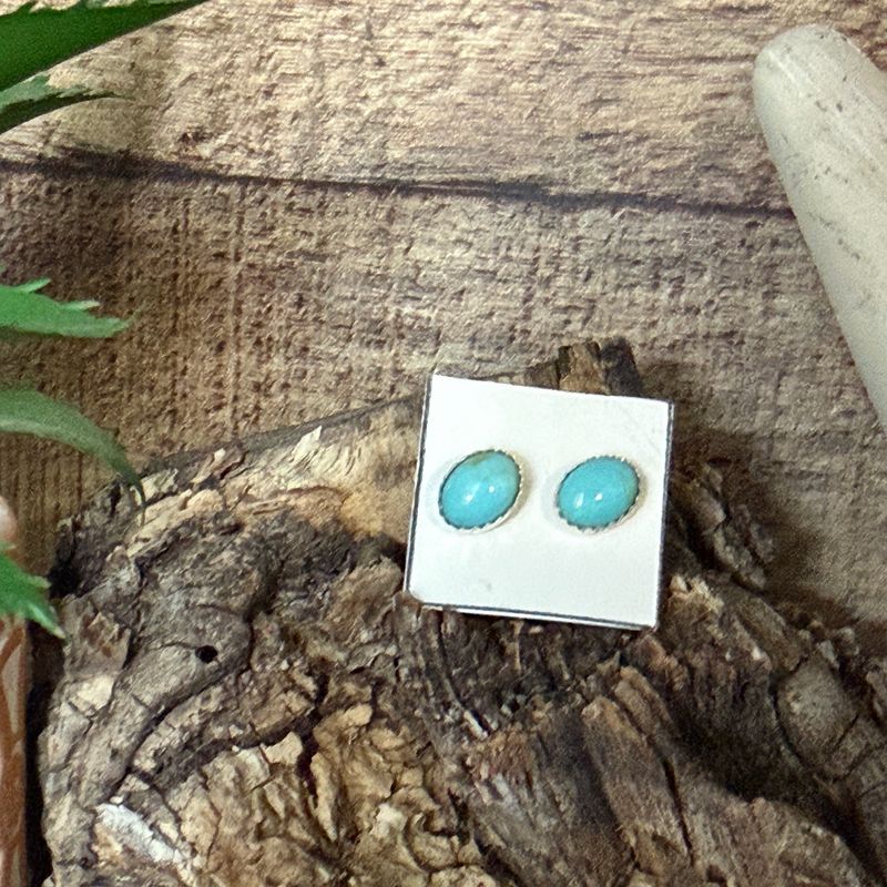 Oval Turquoise Stone Post Earrings