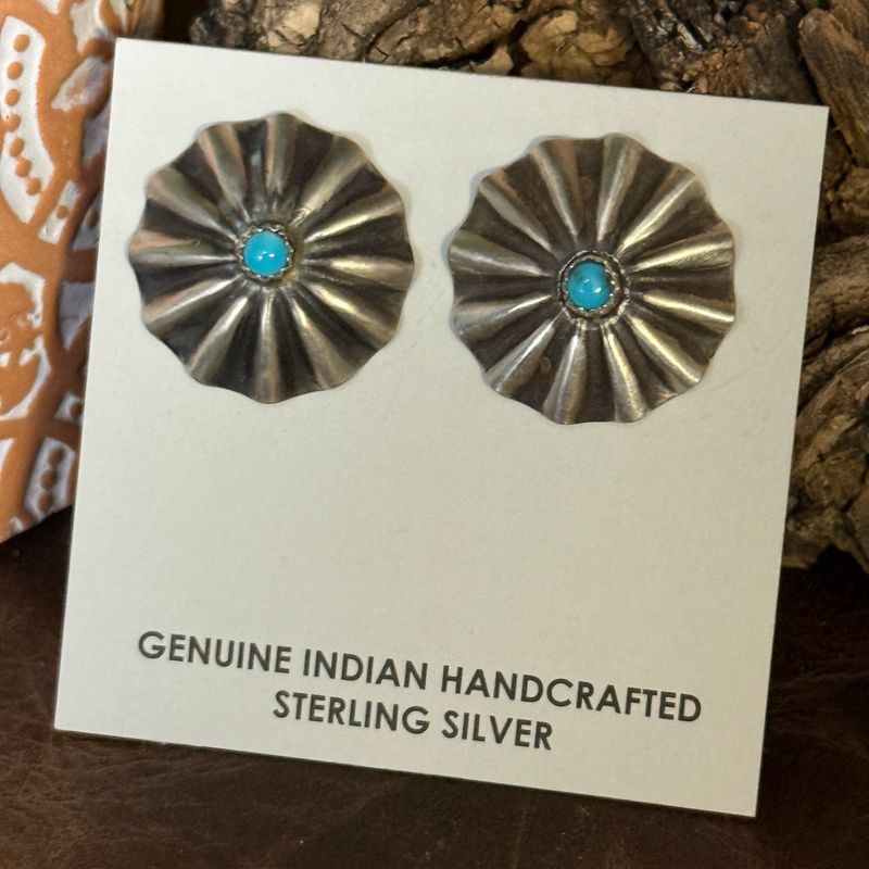 Concho Post Earrings with Turquoise