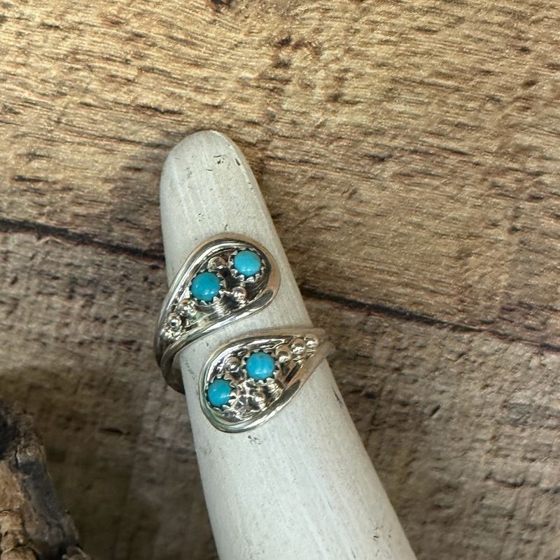 Sterling Silver Turquoise Stone Adjustable Ring