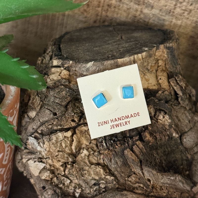 Small Turquoise Square Post Earrings