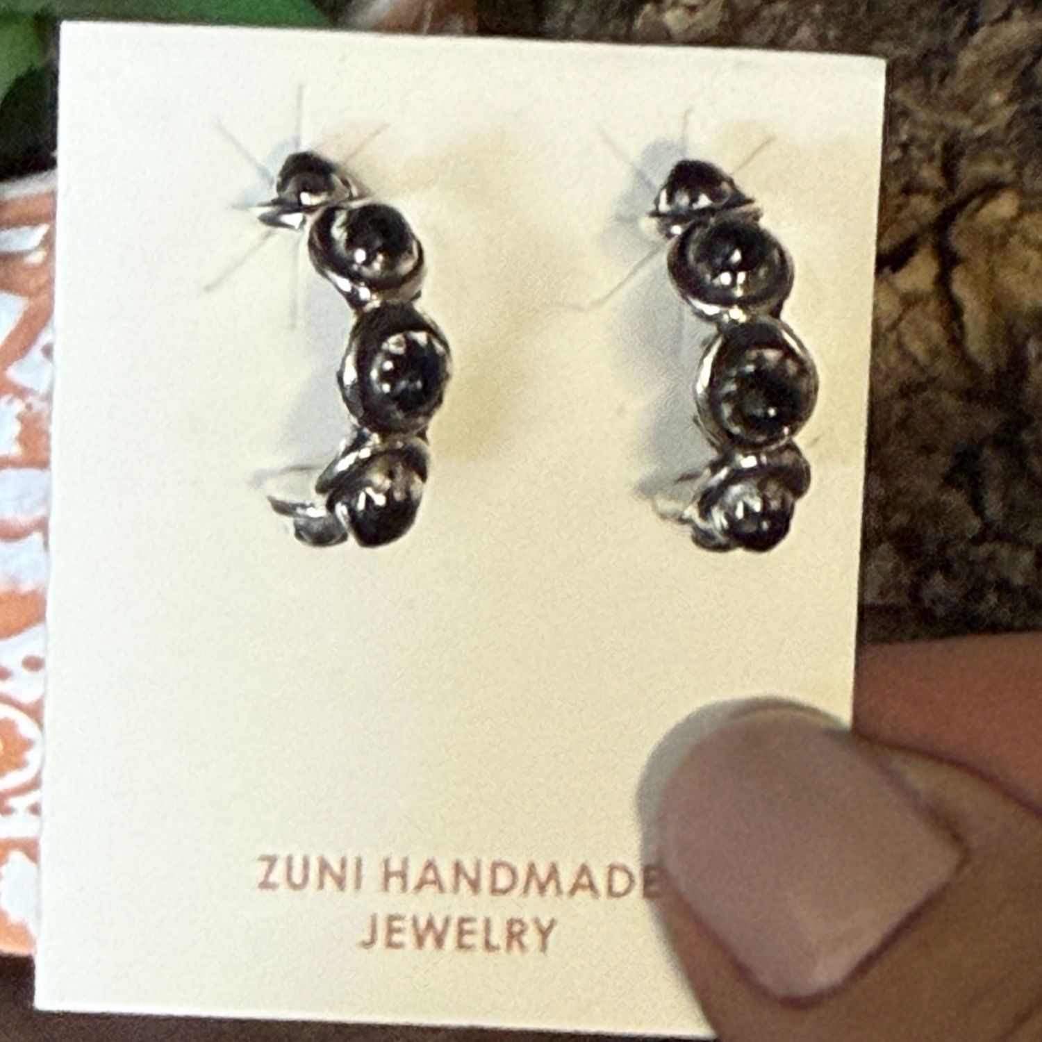 Black Onyx Small Hoop Sterling Earrings