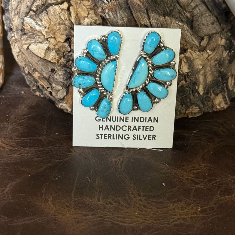 Large Turquoise Cluster Post Earrings