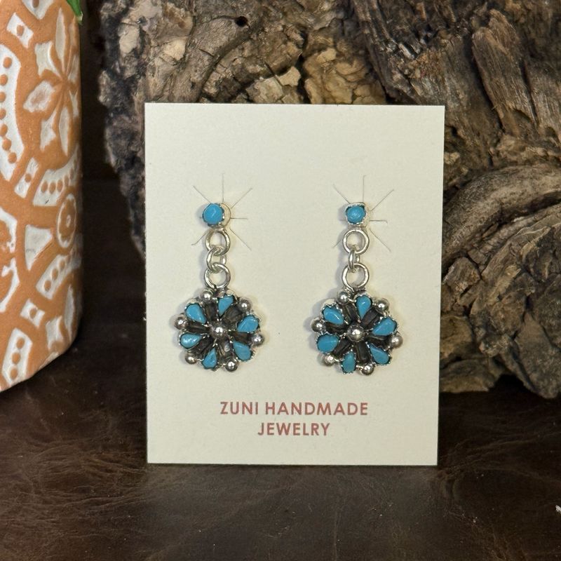 Turquoise Small Cluster Dangle Post Earrings