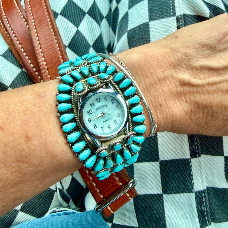 Turquoise Stone Watch Cuff Bracelet Turquoise Stone Watch Cuff Bracelet