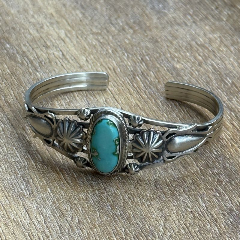 Sterling Cuff Bracelet with Golden Hills Turquoise