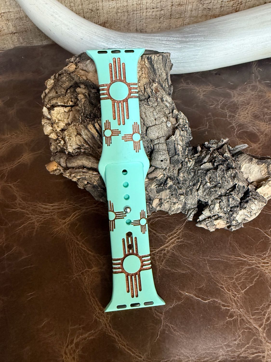 38-41 Mint Band Copper Zia Engraved Silicone iwatch Band